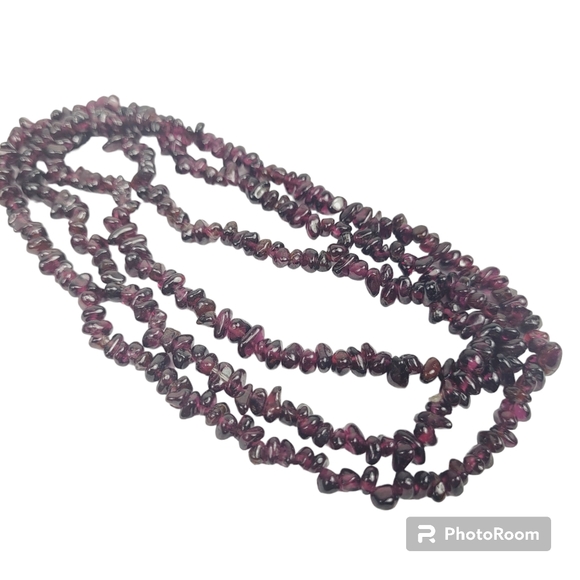 * 32” beaded Natural Garnet Nugget Necklace Strands Gemstone pullover - Picture 1 of 8